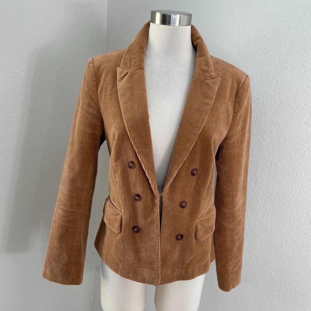Nanette Lepore Womens 10‎ Camel Brown Corduroy Blazer Hook Closure Jacket